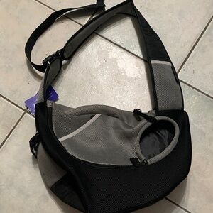 Chic Black and Gray Pet Carrier Sling Bag